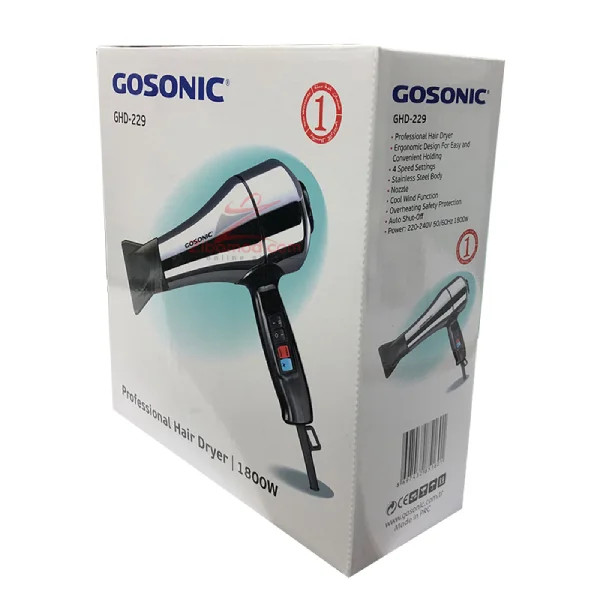 سشوار گوسونیک مدل GHD-229 با توان ۱۸۰۰ وات و باد سرد
